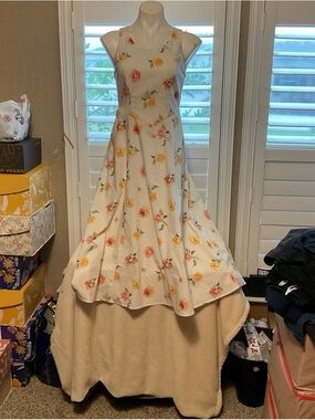 Cato White Dress with Subtle Pink Floral Detail
